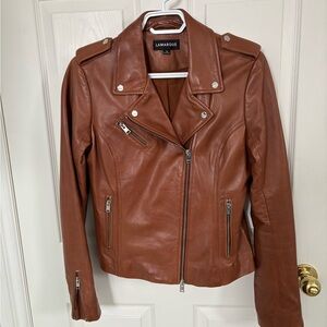 LAMARQUE Women's Tan Leather Biker Jacket